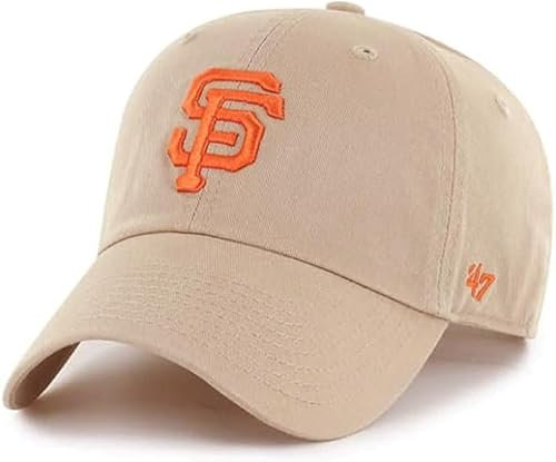 '47 San Francisco Giants Herren Damen Clean Up Verstellbare Strapback Khaki Hut mit orangefarbenem Logo, Khaki, Einheitsgr��e