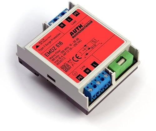 Filtro di rete a banda larga per guida intermedia (16 A, 100 K - 100 MHz con protezione da sovratensione)