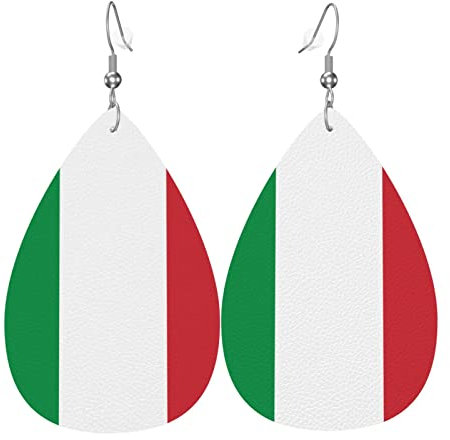 Italienische Flagge Mode Leichte Tropfen-Ohrringe aus Leder, geeignet für Damen und Mädchen, Geburtstag, Valentinstag, Party, Einheitsgröße, Messing, ohne Edelstein, One Size, Messing, Kein Edelstein