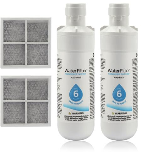 Wasserfilter für Kühlschrank, Wasserfilter und Luftfilter für Kühlschrank, Geruchsfilter für Kühlschrank, Ersatzteil für Luftnetz, Ersatz für LG LT1000P (2 Stück)