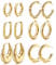 Morfetto Gold Klobige Creolen Set für Frauen, 14 Karat Vergoldet Dicke leichte hypoallergene Creolen Packung Verdrehte Huggie Offene Creolen Set Schmuck für Damen Geschenke (Gold2-6 Paare)