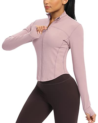 QUEENIEKE Sportjacke Damen Kurz, Laufjacke & Yoga Jacke Atmungsaktiv – Running Jacket Women für Fitness, Gym, Workout(Rosa,M)