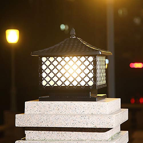 Luz de pilar vintage en aluminio fundido Iluminación exterior rústica Columna impermeable Camino de luz Lawm Lámparas de pilar de jardín Iluminación de paisaje Accesorios para el hogar retro 1 * E27