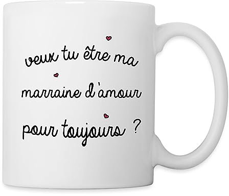Spreadshirt Veux Tu Être Ma Marraine d'Amour Demande Marraine Cadeau Mug Blanc, taille unique, blanc