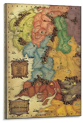 Mittelerde Karte vom Herr der Ringe Poster Poster Wandkunst Malerei Leinwand Drucke Dekor Poster Kunstwerke 50 x 75 cm