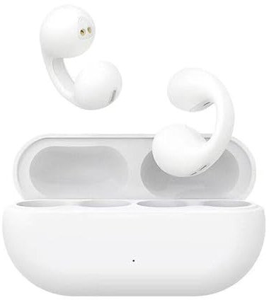 Ear Conduction Earring Type Sports Clip Headphones, Wireless Open Ear-clip Bluetooth Running Earring Cycling Earphones, Mini Pain-Free Noise Cancelling Touch Control workout Ear set. (White)