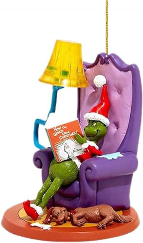 Grinch Christmas Decorations, Christmas Tree Hanging Ornaments, Christmas Hanging Ornament Christmas Tree Decorations Pendants Funny Green Grinch Xmas Decor for Home Holiday Party Supplies Gifts (G)