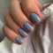 Ceboic Français Faux Ongles Court Carré Couleur Pure Press on Nails Ballerine Glossy Glänzend Ongles à Coller Acrylique Pleine Couverture Ongles à Presser 24Pcs pour Femmes et Filles(Bleu Clair)