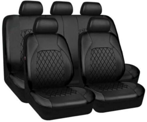 NURCIX 9PCS 5-Seats Auto Leder Sitzbezüge Sets, Für ALFA Romeo Giulia Mito Stelvio Giulietta GT 4C 159 GTV Car Wasserdicht Atmungsaktiv Anti-Rutsch Bequem Protectors Innenraum Zubehör,A/Black