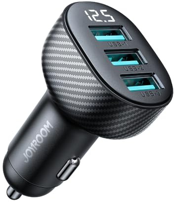 Joyroom JR-CCD03 Kfz-Ladegerät mit 3,4 A Digitalanzeige, mit 3USB-A, Schwarz