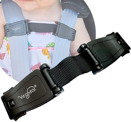 VegMai® Fibbia sicurezza seggiolino auto. Kit antiabbandono, estensibile e cinture resistenti per la protezione ottimale del bambino. Chest clip antiestrazione delle braccia per passeggino infantile.