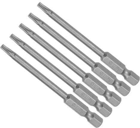 CoCud Punta de Destornillador de Cabeza Torx T15, 3 de Largo, Vástago Hexagonal de 1/4 de Pulgada, acero S2, Imantada - (Aplicaciones: para Trabajos de Reparación), 5 Piezas