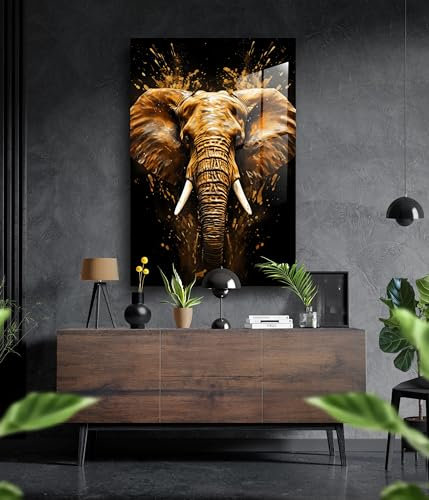Manschin-Laserdesign Premium Wandbild aus Acrylglas Elefant - KEIN Leinwandbild - modern Wandbilder XXL Wanddekoration Design Wand Bild Abstrakt (60 x 40 cm)
