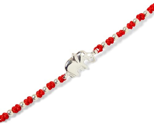 Kokomorocco - Pulsera de hilo rojo - Elefante de la suerte - Pulsera de mujer - Plata de ley