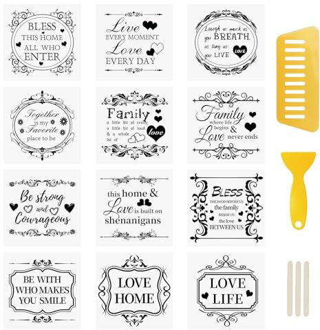 „WANDIC 12 Stück Rub-on-Transfer-Aufkleber, schwarze Worte, Transfer-Aufkleber, inspirierende DIY-Scrapbook-Aufkleber für Grußkarten, Geschenkverpackungen, Dekoration