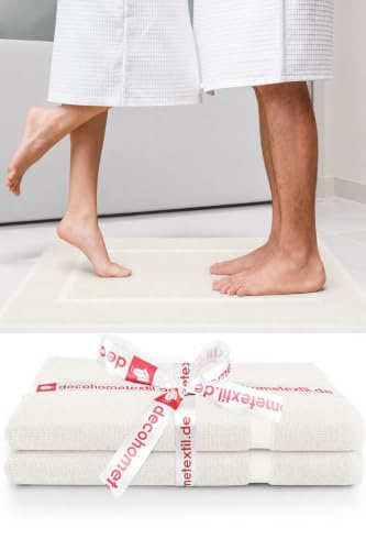 DecoHomeTextil 2 Badematten 51x76 cm Champagner | 100% Baumwolle, Frottier, hochwertig, kuschelweich und saugstark