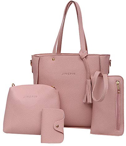 IQYU Leggings in vinile con tasche tasche quattro tasche per donne borse portafoglio borsa a tracolla borsa a tracolla borsa borsa macramè borse, Colore: rosa., taglia unica