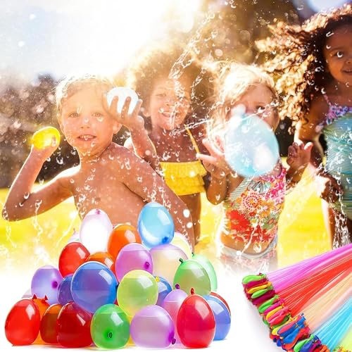 333 Stück Wasserballons, Wasserbomben Selbstschließend 60 Sekunden Schnellfüller Wasserbomben Set, Bunt Gemischt Ohne Knoten Water Balloons für Outdoor-Aktivitäten, Wasserspiele