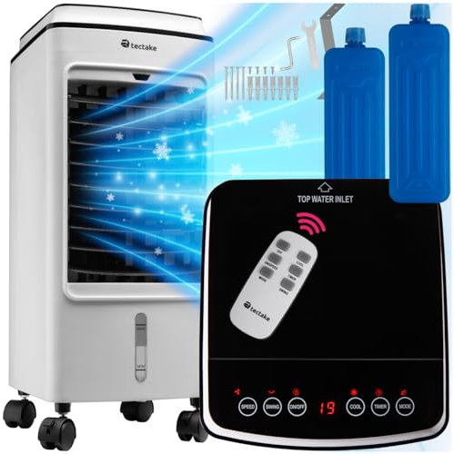tectake® Mobiles Klimagerät 3in1, Ventilator, Air Conditioner ohne Abluftschlauch, mobiler Luftkühler mit Fernbedienung und Timer, portable Kühlung und Luftbefeuchter für Schlafzimmer oder Büro