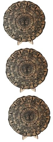 Tofficu 3stücke Holzkalender Deko Für Zuhause Und Büro Runder Wandkalender Aus Holz Einzigartiges Design Für Schreibtisch Und Wohnraum Für Hauswarming Babyparty Weihnachten Und Mehr