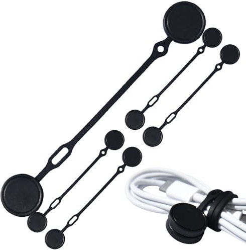 Cable Bundle Strap - Magnetic Cord Organizer Ties | 5pcs Audio Cable Storage Strap | Silicone Reusable Twist Ties for Electronics Data Cable Multi-Function