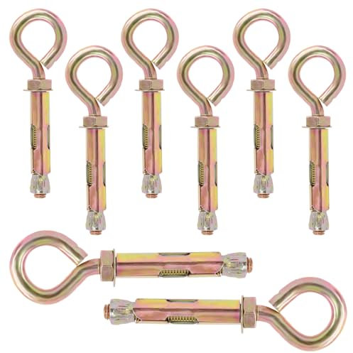 Swpeet Wall Concrete Brick Expansion Screws Closed Hook Bolts (M10) 8Pcs M10 Gewinde Wand Beton Ziegel Expansion Schrauben Geschlossener Ankerhaken, Expansion Eyebolt Schrauben Bolzen