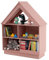 COSTWAY Bibliothèque Enfant en Bois à 3 Niveaux en Forme Maison avec 5 Compartiments, Meuble de Rangement de Jouet avec Kit Anti-basculement & Toit Unique, Étagère pour Salon, Salle de Jeux (Rose)