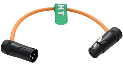 HangTon XLR 3 Pin Male to Female, Low-Profile Right Angle, Audio Cable for Recorder Mixer Microphone Speaker Sound Devices Mixpre 10 II Zoom F8n Zaxcom Sony Canon Camera, Orange 30cm