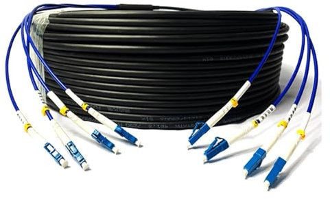 ZZWFMW Cavo Ottico Armato LC da 100 Metri, monomodale, 2 4 6 8 12 Core, GYXTW, Cavo in Fibra Ottica Rigido Non Morbido for Esterni, Diametro Esterno 6 mm(12-Core 12LC-12LC)