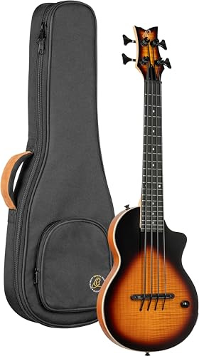 Ortega Guitars NEO Series E-Akustik Bass-Ukulele, Riegelahorn Braun | Ahorn-Decke & massiver Okoume-Korpus Hochglanz Tobacco, mit Cutaway, inkl. NEO-Gigbag, NEO-BS-TSB