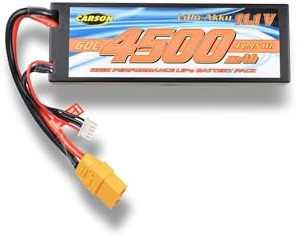 Carson 11,1V/4500mAh 60C LiPo Akku XT90 - wiederaufladbar, Anschlusskabel mit T-Plug-Buchse, Akku für RC Auto, Ersatzzakku ferngesteuertes Fahrzeug, hochwertig, Modellbau Mehrfarbig