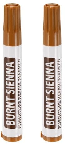 sourcing map Furniture Repair Wood Markers, 2 Pcs Burnt Sienna Touch Up Filler Sticks, Oil Based Paint Markers for Scratches, Wood Floors, Tables, Cabinet, Carpenters, Cover Ups
