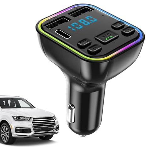 Kabelloser Auto-Sender – Transmitter für MP3-Player im Auto, U, U 5.0, Funkempfänger Disk Jack | Colored Lights Wireless, Type-C PD 20 W und QC 3.0 Empfänger für -USB-Ladegerät Cappel libr