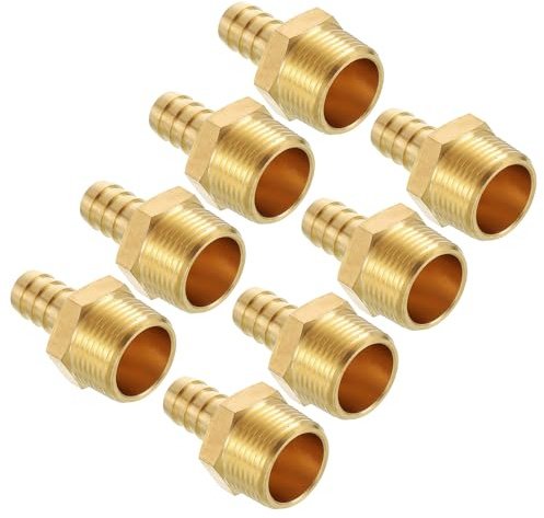 Kozelo 8pcs Brass Hose Barb Fittings 15mm Hose Barb to 20mm NPT Male | Fittings Adapter Connector for Home Machines, Massage Bathtubs, and Irrigation Systems