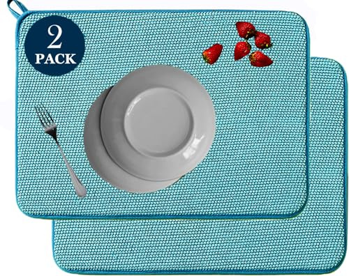 LIBRNTY 2 Stück abtropfmatte,Spülbecken-Trockenmatte,40cm*30cm Geschirr-Abtropfmatte,Mikrofaser Schutz für Küche und Spüle,Trockenmatte als Abtropf Unterlage für Küche und Spüle,2025 aktualisierter