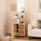 GOPLUS Meuble de Rangement en Bambou, Armoire Rangement de Salle de Bain avec Portes à Persiennes et Étagères Ouvertes, Étagère Intérieur Amovible, 60 x 33 x 115CM, Naturel (60x33x115cm)