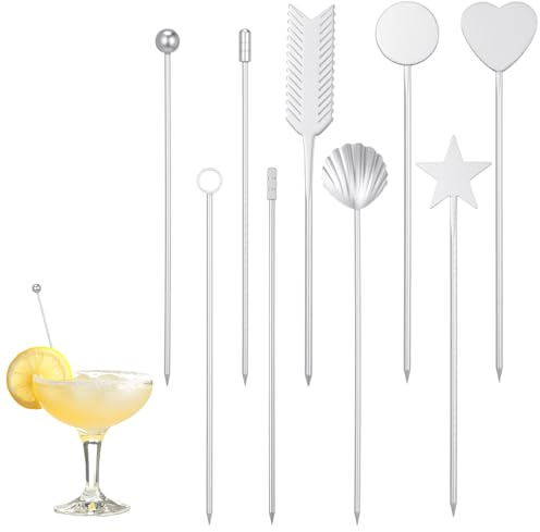 Heclia 9PCS Cocktail Stick Cocktail Garnish Toothpick Martini Olive Skewer