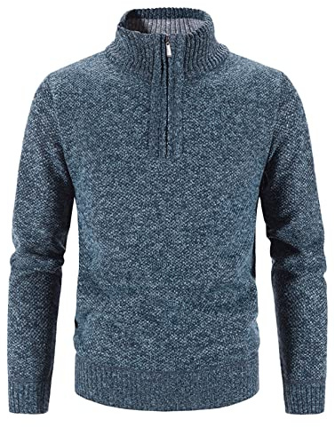 Maglione Collo Alto Felpa con Zip a Un Quarto Striscia Pullover Foderato in Pile Giacca in Maglia Maglione Maniche Lunghe Sweater Maglione Pullover Uomo Maglione Uomo Trecce Pullover Uomo Invernale