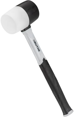 RUTHE Gummihammer FS schwarz/weiß 450 g | Pflasterhammer & Kunststoffhammer | mit Fiberglasstiel | Gummi Hammer weiß für empfindliche Flächen & schwarz für robuste Arbeiten | Rubber Mallet 55 mm