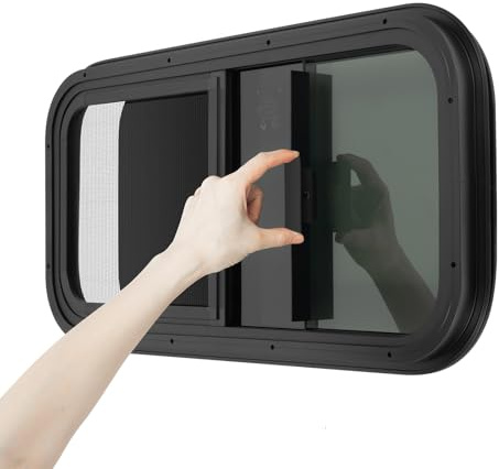 Ventana de caravana, 600 x 300 mm, para caravana, caravana, ventana, lateral con protección contra insectos