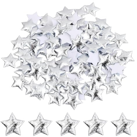 100er Pack Sterne Deko Gold Star Sequins, Streudeko Sterne Glitter Fabric Star Confetti FüR Diy Dekorationen, Partys, Geburtstage, Festivals (Silber)