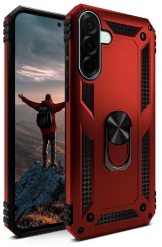 ONEFLOW für Samsung Galaxy A57 5G Hülle mit Handygriff Ständer, Outdoor Schutzhülle stoßfest Panzerhülle mit Kameraschutz, Handyhülle Hybrid TPU Case, Titan Cover, matt Rot