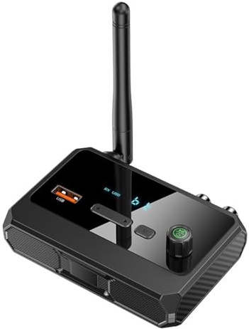 Riven Stereo-Empfänger, Bluetooth 5,3 Audio-Adapter mit optischer 3,5-mm-Aux-USB-Buchse, Konverter mit niedriger Latenz für PC, TV, Auto und Home-Audio-System