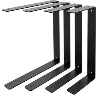 HEVVA 2er-Set Doppel-Regalhalterung - HARTENBERG - U-Form (15 cm, Schwarz) | Doppel-Regalträger, Regalwinkel, Wandregal Halterung, Regalbefestigung, Regalstütze, Wandhalterung für Küchenregale