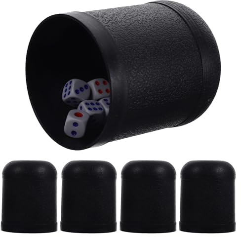 SEWACC Gobelets à dés Miniatures en Plastique Noir 5 Sets légers et Portables pour Jeux de société en intérieur et soirées Entre Amis Plusieurs Styles