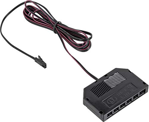12V Mini-Amp, 2m Kabel, 6-Fach Verteiler, Stecker, Verbindungskabel Anschlusskabel schwarz
