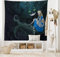 ABAKUHAUS Bunt Wandteppich und Tagesdecke, Fairytale Kinder aus Weiches Mikrofaser Stoff Waschbar ohne Verblassen Digitaldruck, 230 x 140 cm, Dunkelgrün Schwarz