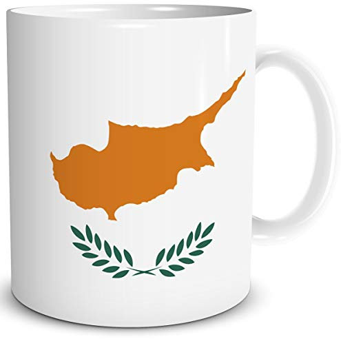 TRIOSK Tasse Flagge Zypern Länder Flaggen Geschenk Insel Souvenir Cyprus für Reiselustige Frauen Männer Arbeit Büro Weltenbummler