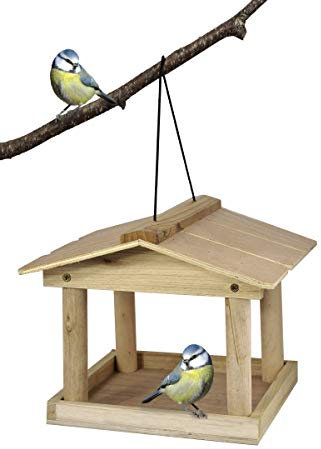 ADEPTNA Novelty Garden Wooden Tree Hanging Birds Feeder Table Seed Feeding Station – Attracts a Wide Variety of Birds