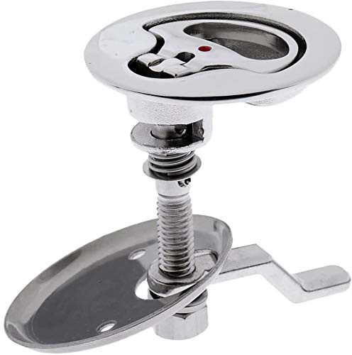 POFET 52mm Boat 316 Stainless Steel Flush Mount Pull Hatch Cam Latch Lift Handle with Back Plate, Silver